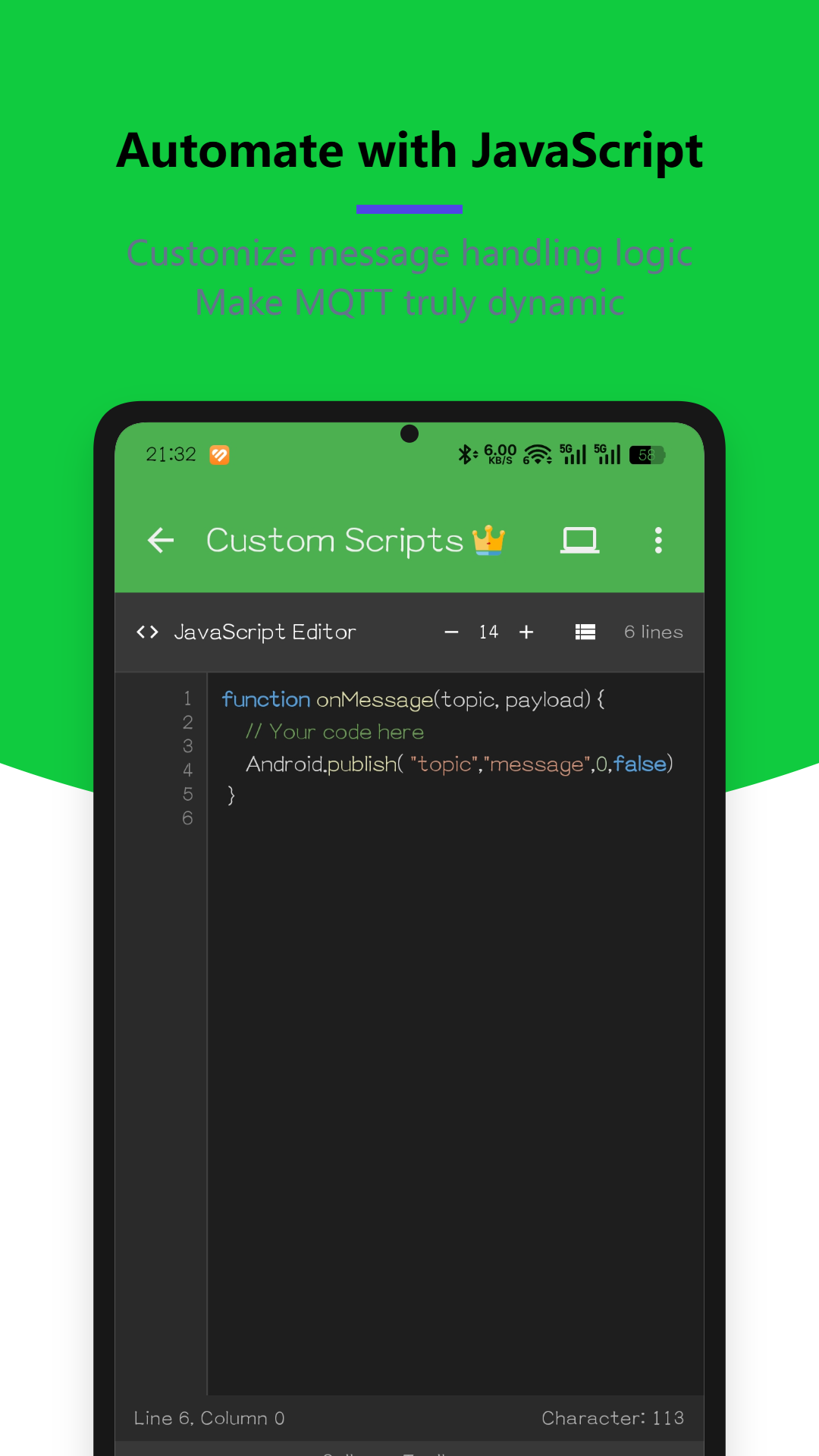 MQTT Client Google Play screenshot 3: MQTT topic and message workflow